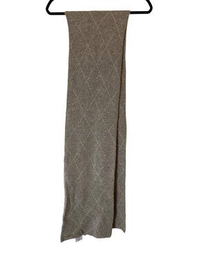 Pringle Of Scotland Gray Argyle Scarf 100% Cashmere Made In Scotland 40 Inches